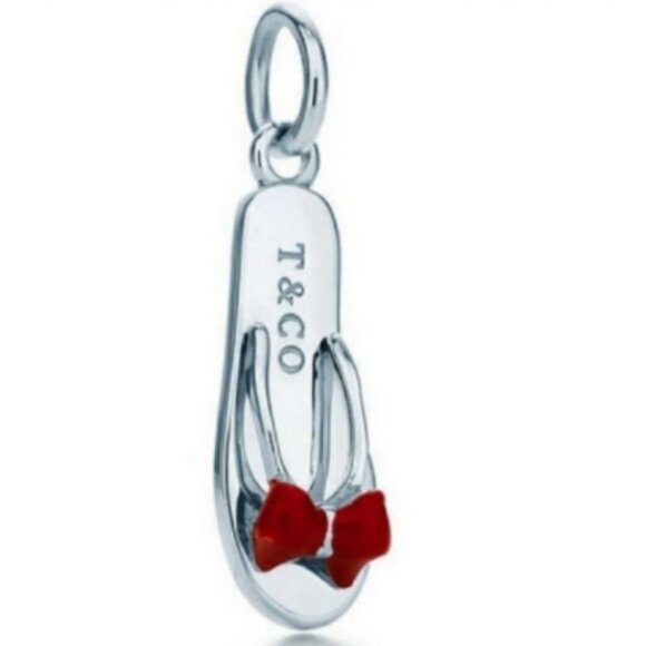 Tiffany &Co Enamel Beach Sandal Flip Flop Shoe Charm Pendant 4 Necklace Bracelet